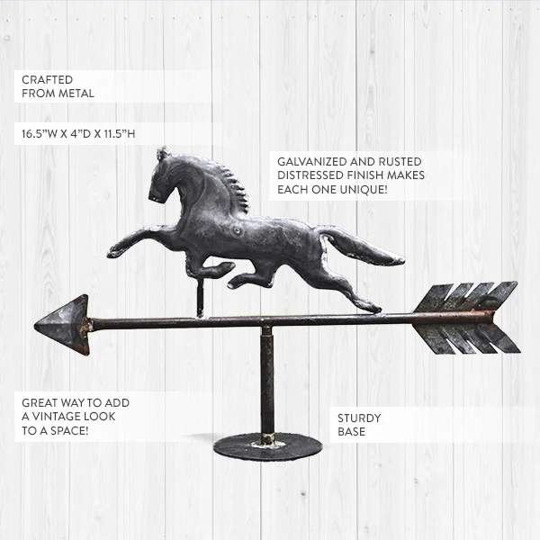 Vintage Gunmetal Horse Weathervane