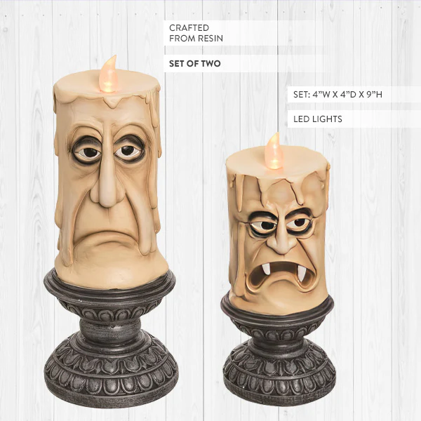 Spooky Face LED Candles, Set of Two