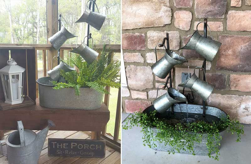 Galvanized Watering Can Fountain