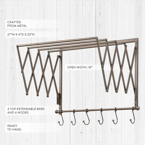 Wall Drying Rack with Hooks