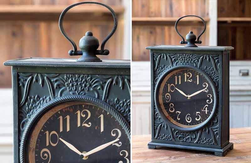Embossed Antiqued Case Clock