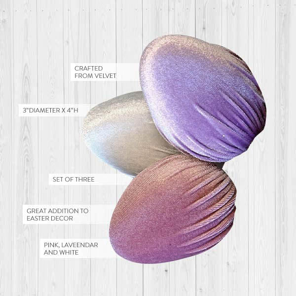 LARGE Velvet Easter Eggs, Set of 3 | Made in USA