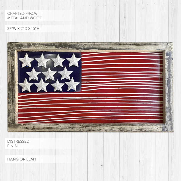 Vintage Inspired Wooden Framed Flag