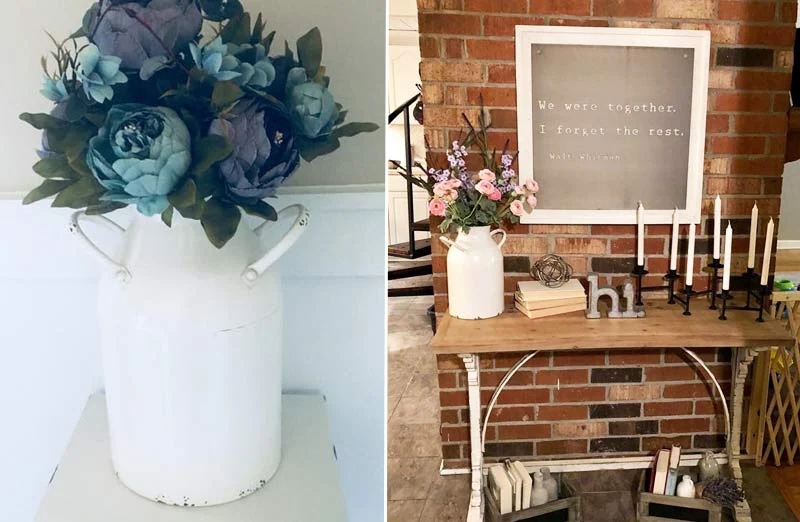 Chippy White Enamel Milk Can