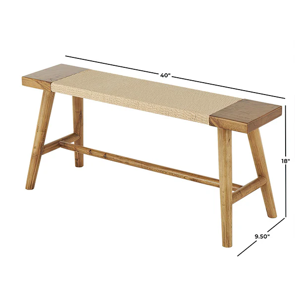 Wood Bench With Rope Accent