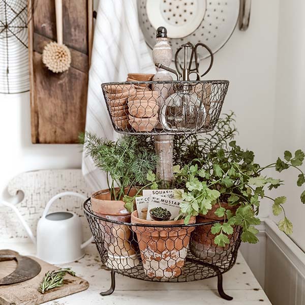 Chicken Wire Tiered Display Basket