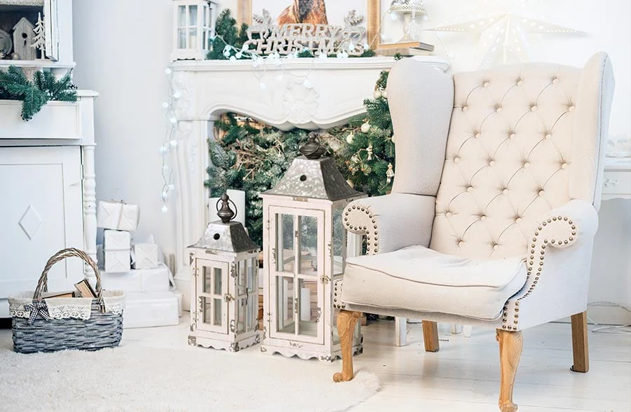 Chippy White Floor Lanterns, Set of 2