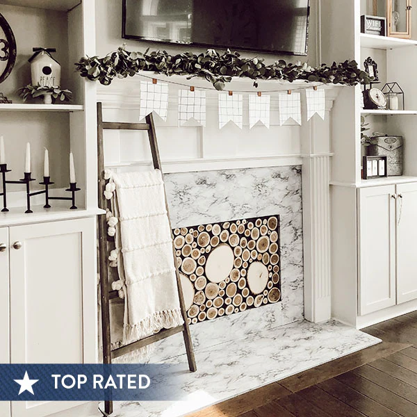 Distressed Wooden Ladder With Removable Hooks