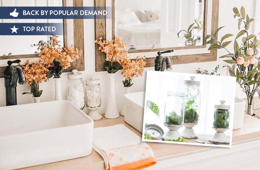 Distressed Glass Apothecary Canisters, Set of 3