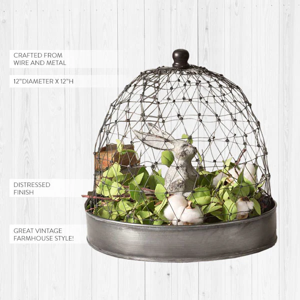 French Chicken Wire Cloche with Tray