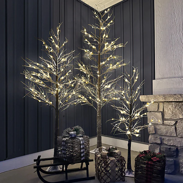 Glistening Outdoor LED Trees, Set of 3