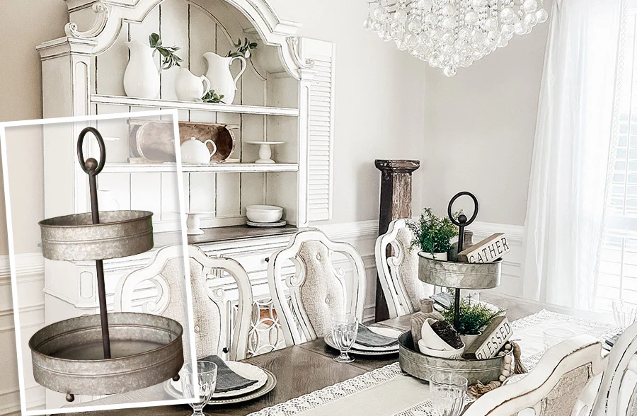 Galvanized Two Tier Serving Tray
