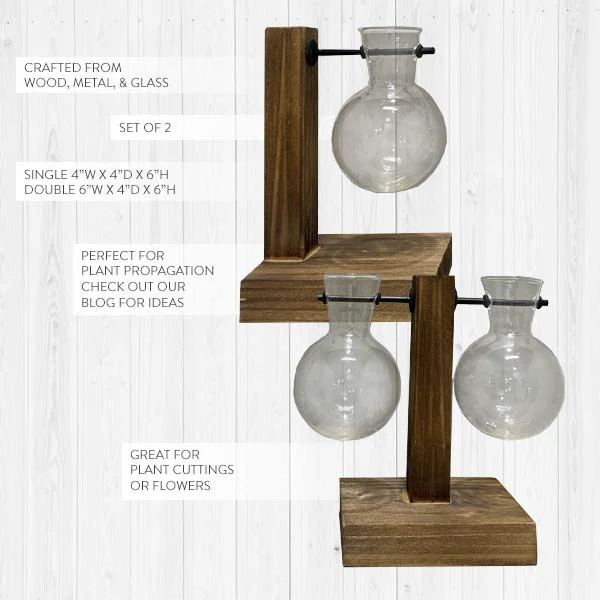 Rustic Bulb Bud Vase Propagation Station, Set of 2
