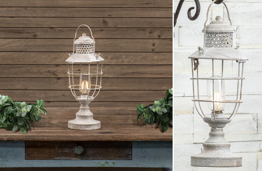Chippy White Victorian LED Lantern