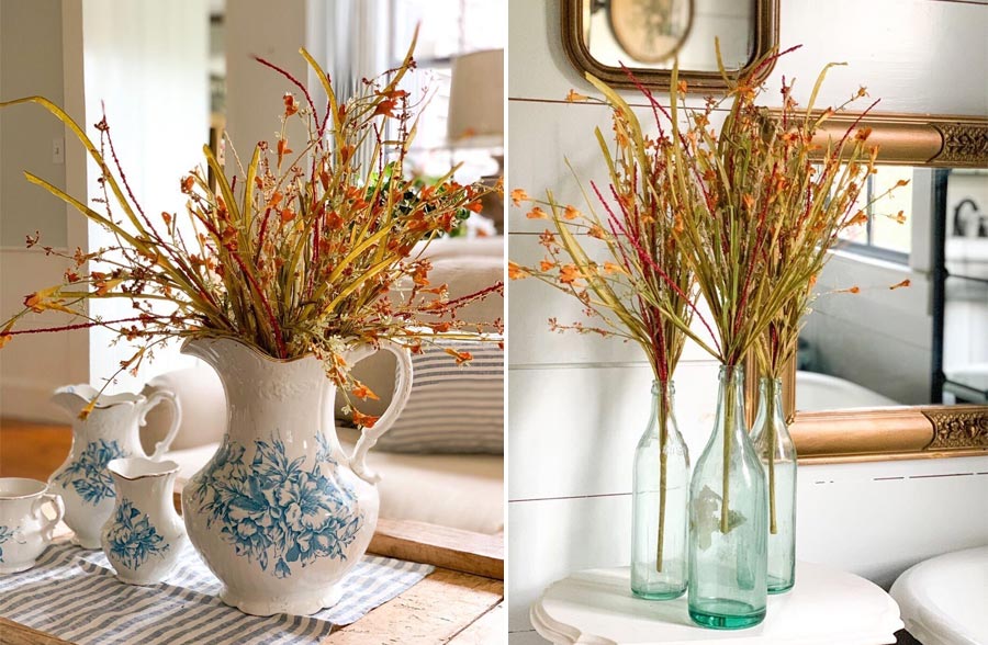 Yellow Flower and Mixed Greenery Spray, Set of 3