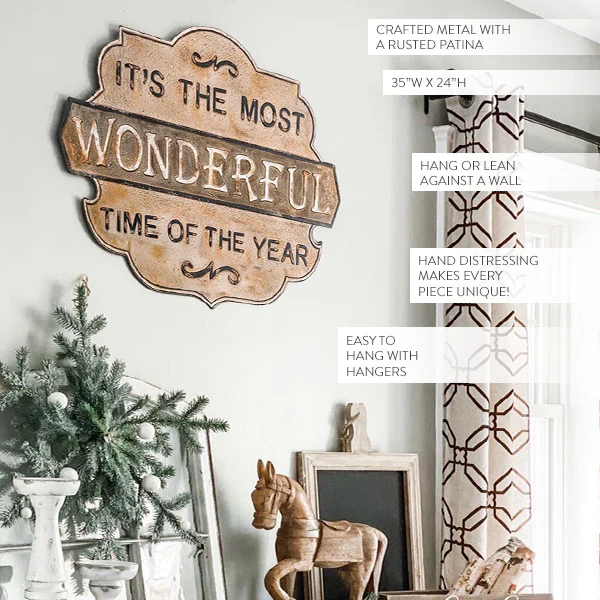 Most Wonderful Time of the Year Rusted Antique Sign