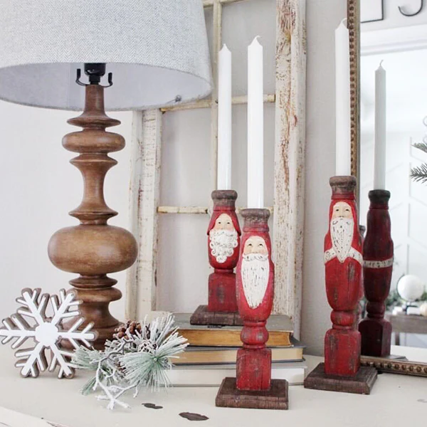 Vintage Santa Taper Candle Holders, Set of 3