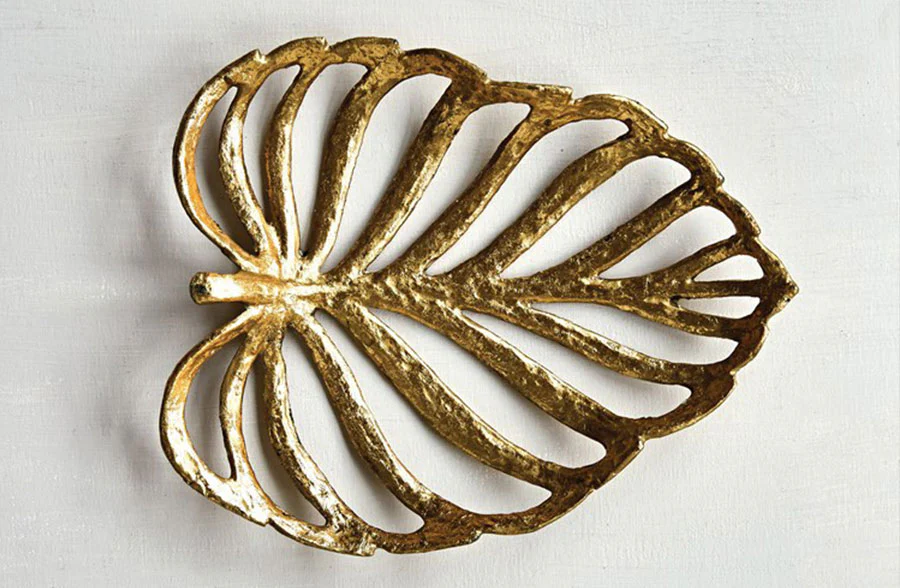 Decorative Cast Iron Leaf with Gold Finish