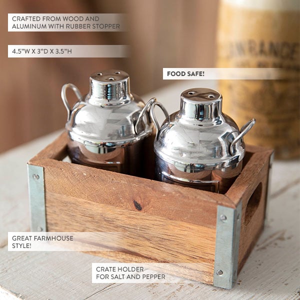 Milk Can Salt and Pepper Shaker with Caddy