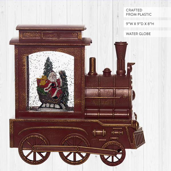 Rustic Dark Red Train Snow Globe