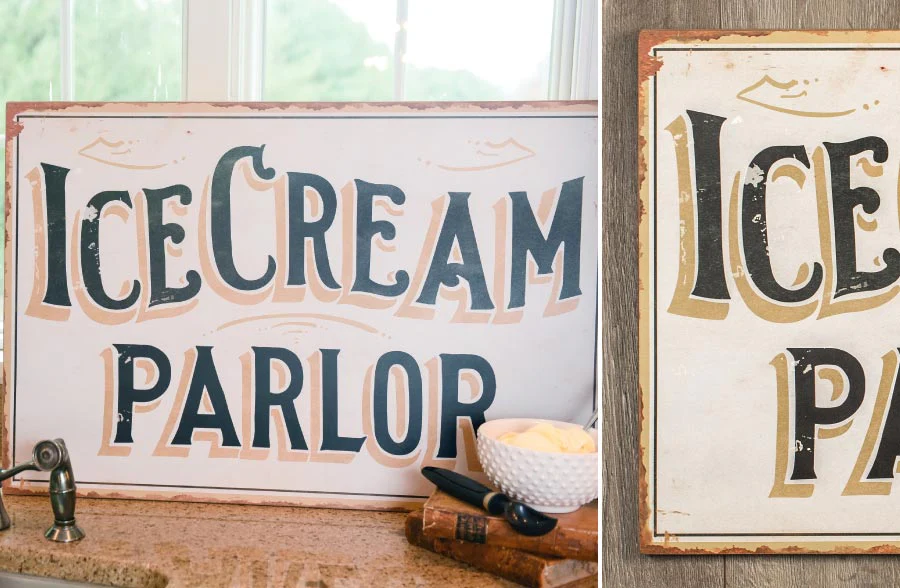 Vintage Ice Cream Parlor Sign