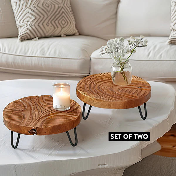 Teak Wood Risers, Set of 2