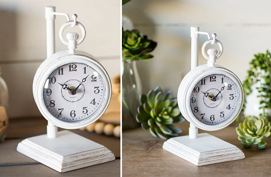 White Hanging Tabletop Clock