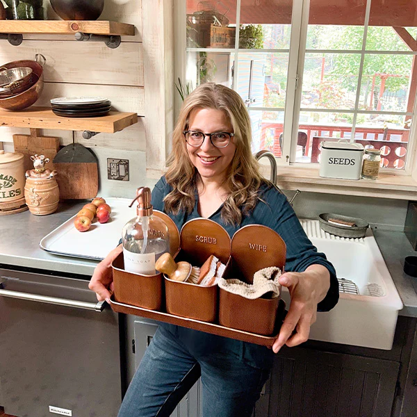 Time Worn Copper Finish Bathroom Caddy, Set of Three