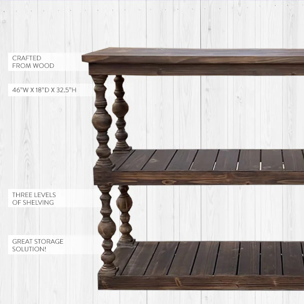 Three Tier Turned Wood Console Table