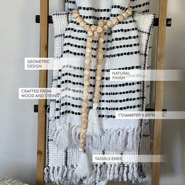 Bohemian Geometric Wood Garland with Tassels