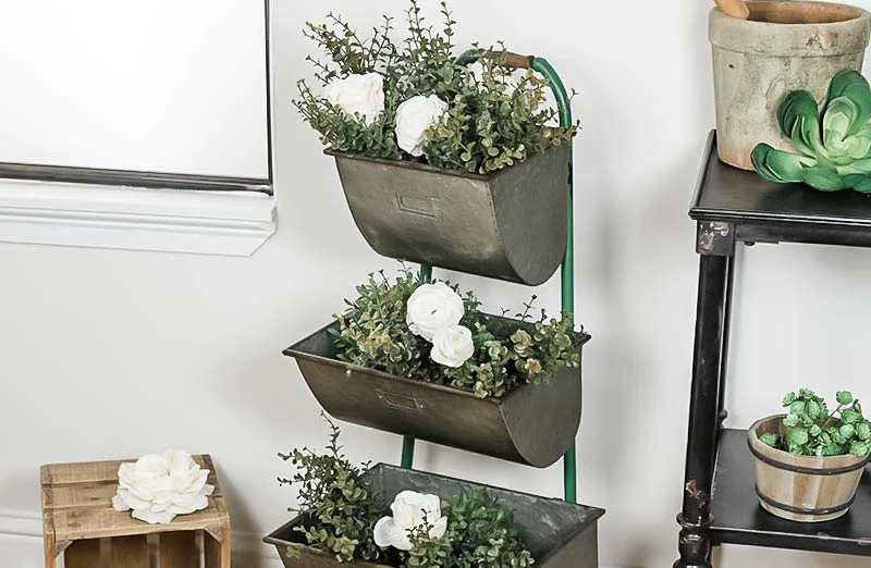Galvanized Metal Three Tiered Planter