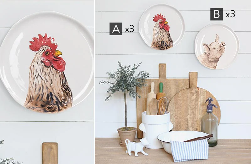 Farm Animal Plates  Set of 3