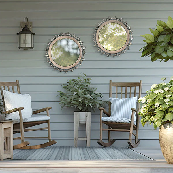 Wooden Sunflower Framed Mirror