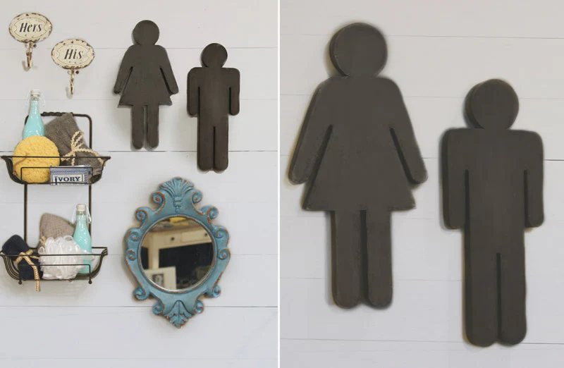 *LARGE* Metal Gender Bathroom Signs  Set of 2