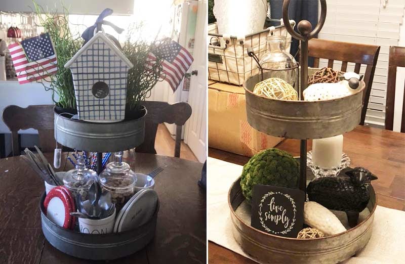 Galvanized Two Tier Serving Tray