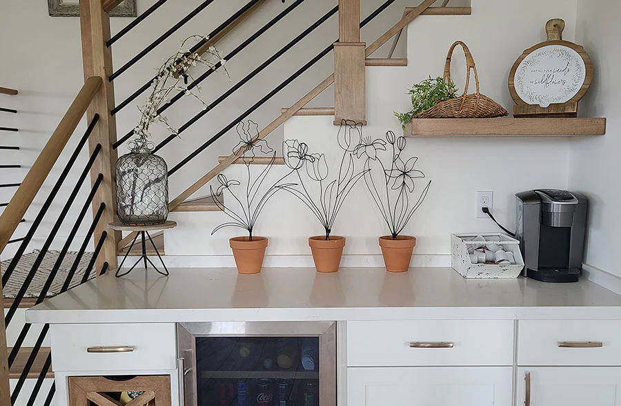 23 Inch Floral Metal Line Art, Pick Your Style