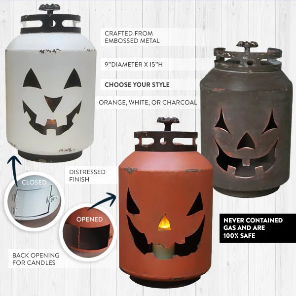 Repurposed Propane Tank Jack-O-Lanterns, Pick Your Color