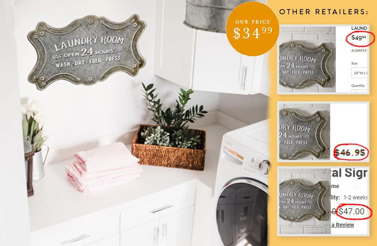 Ornate Vintage Laundry Room Sign