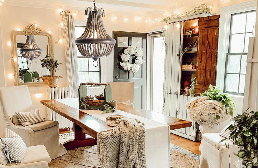 Wooden Bead Pendant Chandelier