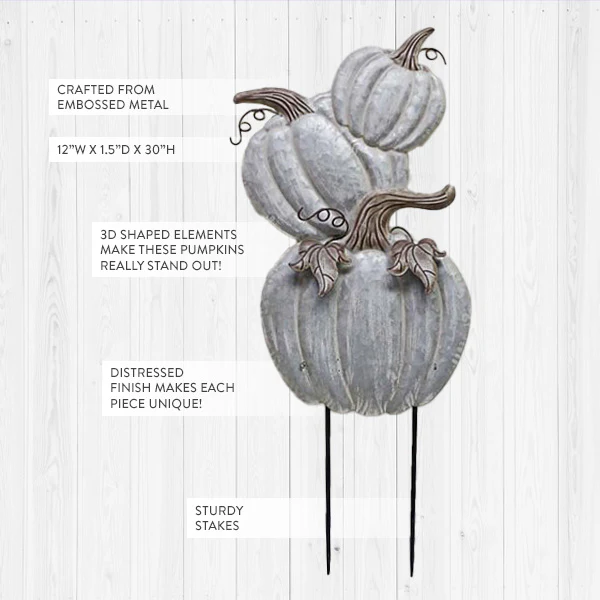 Galvanized Metal Stacked Pumpkin Yard Stake