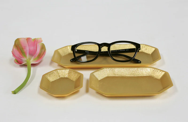 Gold Finish Aluminum Trays  Set of 3