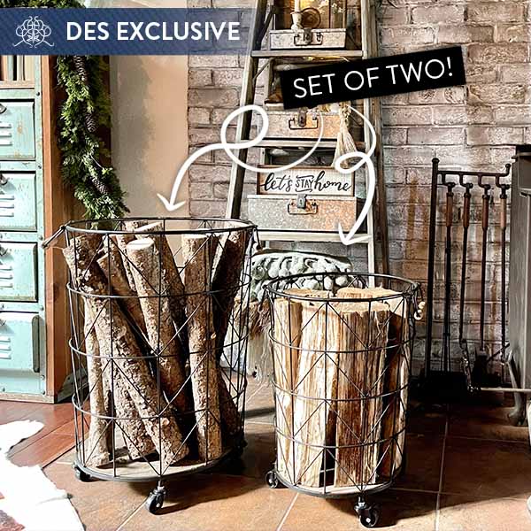 OVERSIZED Geometric Metal Rolling Baskets, Set of 2 | DES Exclusive