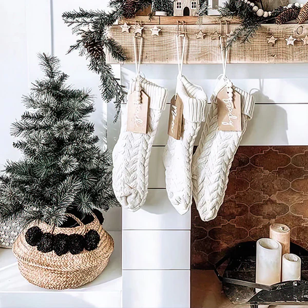 Cream Hand-Knitted Stocking