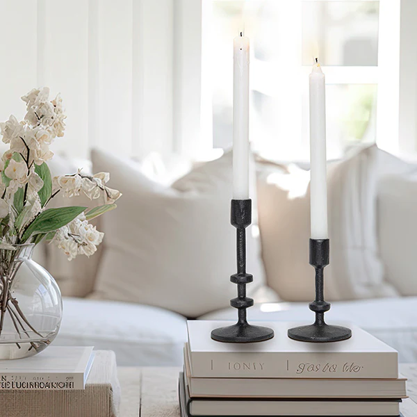 Forged Iron Candle Holders, Set of 2