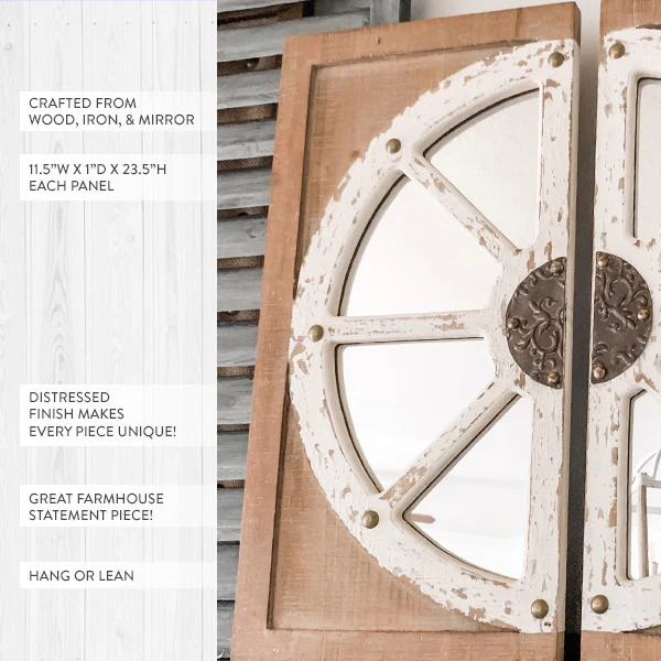 Two-Piece Distressed Wall Medallion Mirror