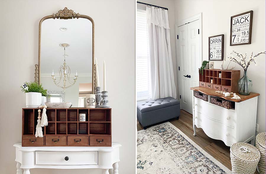 Wooden Cubby Organizer with Drawers