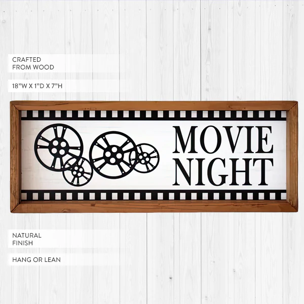 Retro Movie Night Wall Sign