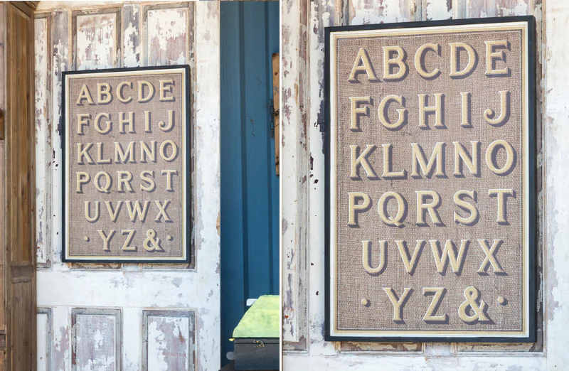 38in TALL Framed Vintage Alphabet