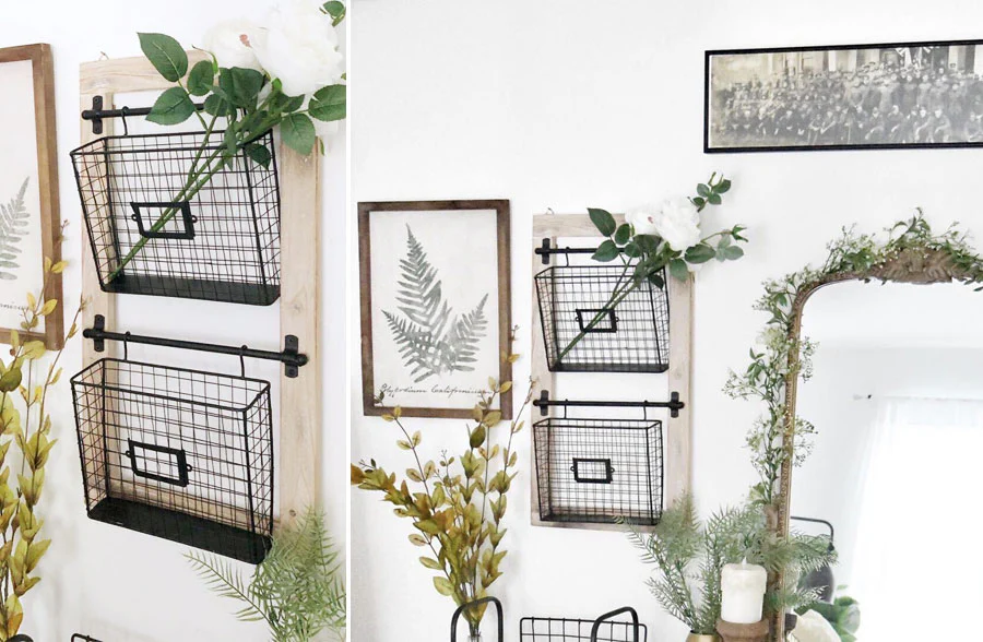 Hanging Wooden Framed Wall Bins