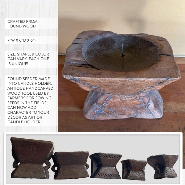 Found Repurposed Seeder Antique Candle Holder